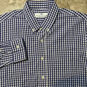 Peter Manning Shirt Mens 4 Gingham Check Cotton Long Sleeve Button Short King